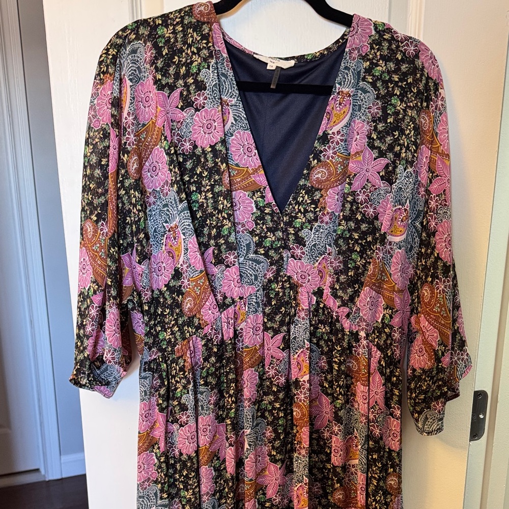 Entro Pink and Black Floral Maxi Dress